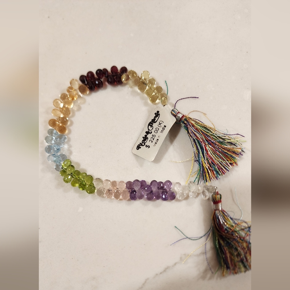 Semiprecious stone faceted  multi color 8 inches